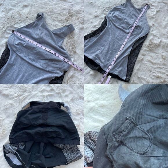 Lululemon Cross Back Sleeveless Workout Bra Tank Top Light Gray Black size 8 - Picture 12 of 12